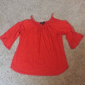Orange cold shoulder top